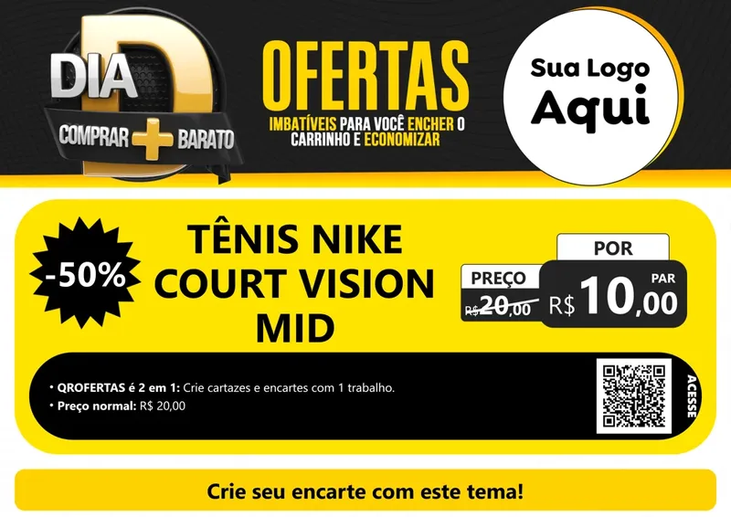Modelo de Cartaz para Cartaz A4 Horizontal com o tema Dia D Mais Economia para Calçados
