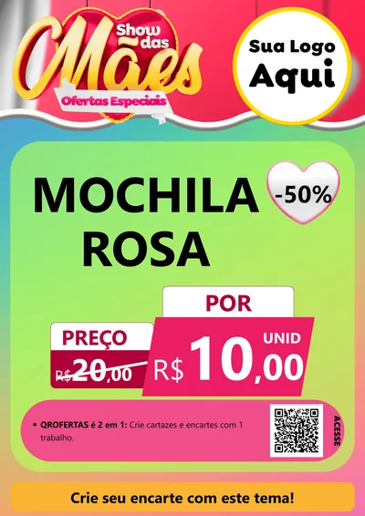 Modelo de Cartaz para Cartaz A4 Vertical com o tema Show das Mães - Ofertas Especiais para Papelaria