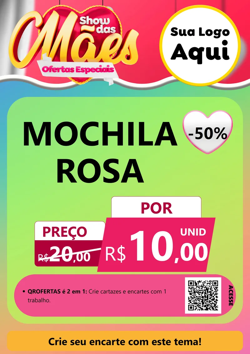 Modelo de Cartaz para Cartaz A4 Vertical com o tema Show das Mães - Ofertas Especiais para Papelaria