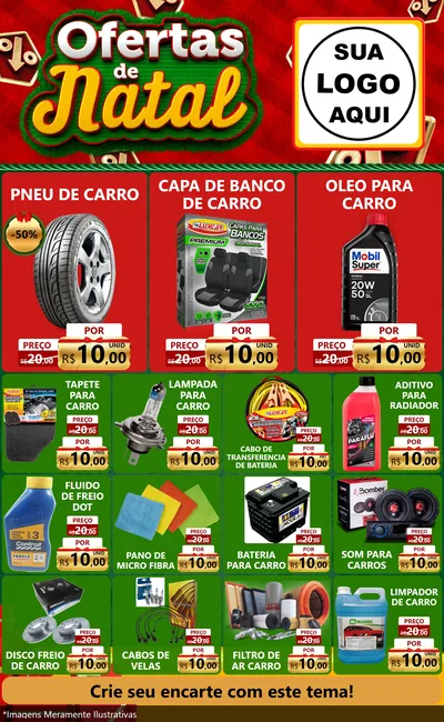 Modelo de Encarte para Encarte Grande com o tema Ofertas de Natal para Auto peças