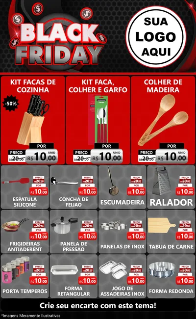 Modelo de Encarte para Encarte Grande com o tema Black Friday para Utilidades Domésticas