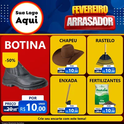 Modelo de Rede Social para Feed Facebook com o tema Fevereiro Arrasador para Agropecuária
