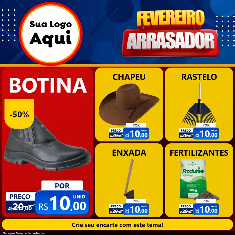 Modelo de Rede Social para Feed Facebook com o tema Fevereiro Arrasador para Agropecuária
