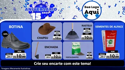 Modelo de TV para TV Horizontal com o tema Promoção de Aniversário - 15 Anos para Agropecuária