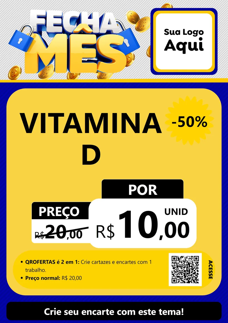 Modelo de Cartaz para Cartaz A4 Vertical com o tema Fecha Mês para Farmácia