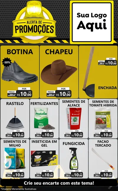 Modelo de Encarte para Encarte Grande com o tema Alerta de Promoções para Agropecuária