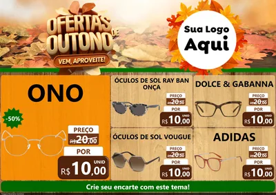 Modelo de Encarte para Encarte A4 Horizontal com o tema Ofertas de Outono - Vem, Aproveite! para Óticas