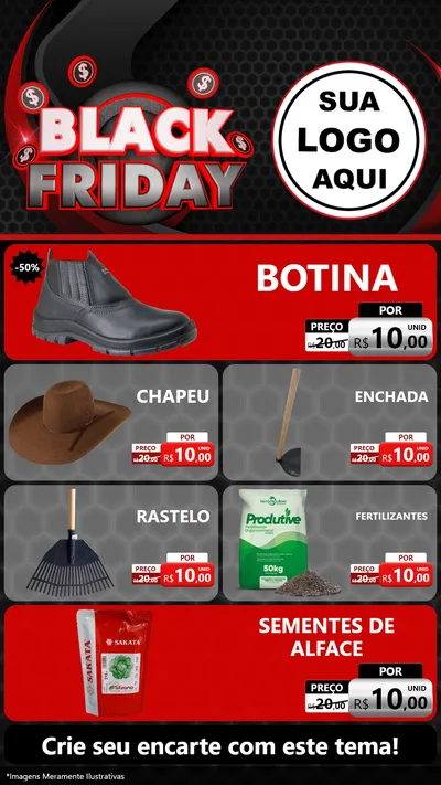 Modelo de TV para TV Vertical com o tema Black Friday para Agropecuária