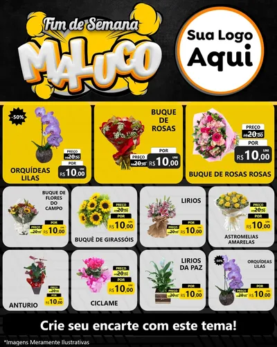 Modelo de Rede Social para Feed Instagram com o tema Fim de Semana Maluco para Floricultura e jardim