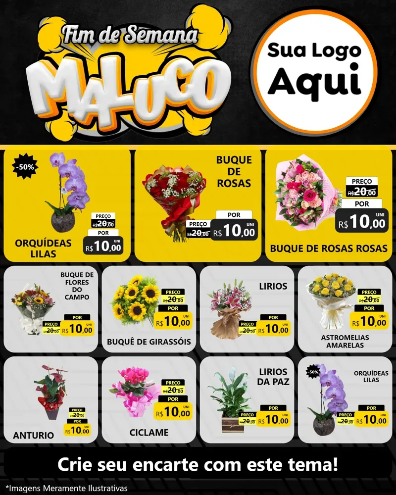Modelo de Rede Social para Feed Instagram com o tema Fim de Semana Maluco para Floricultura e jardim