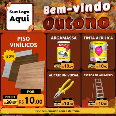 Modelo de Rede Social para Feed Facebook com o tema Bem-vindo Outono para Material para Construção