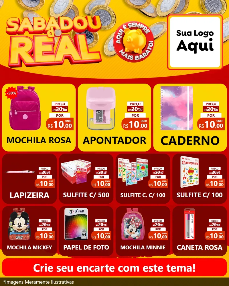 Modelo de Rede Social para Feed Instagram com o tema Sabadou do Real para Papelaria