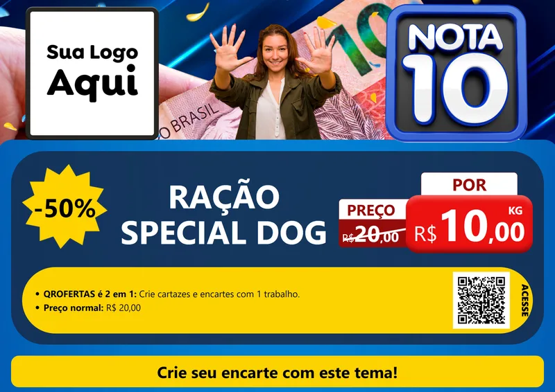 Modelo de Cartaz para Cartaz A4 Horizontal com o tema Nota 10 para Pet Shop