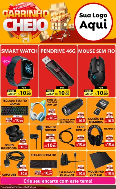 Modelo de Encarte para Encarte Grande com o tema Promoção carrinho cheio para Informática