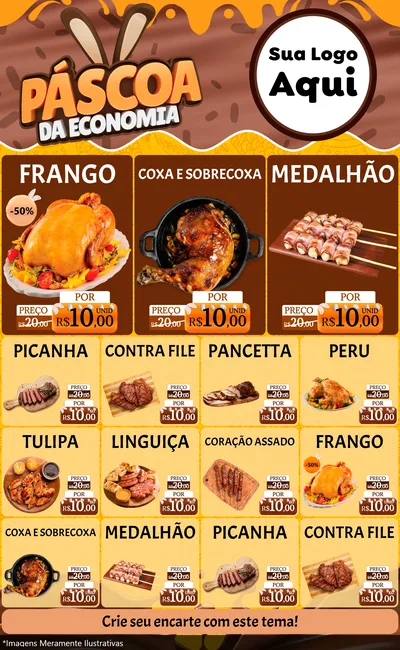 Modelo de Encarte para Encarte Grande com o tema Páscoa da Economia para Assados
