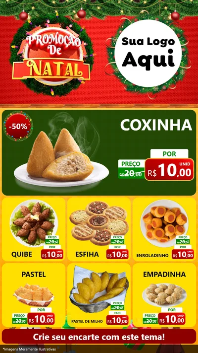 Modelo de Rede Social para Stories com o tema Promoção de Natal para Salgadaria