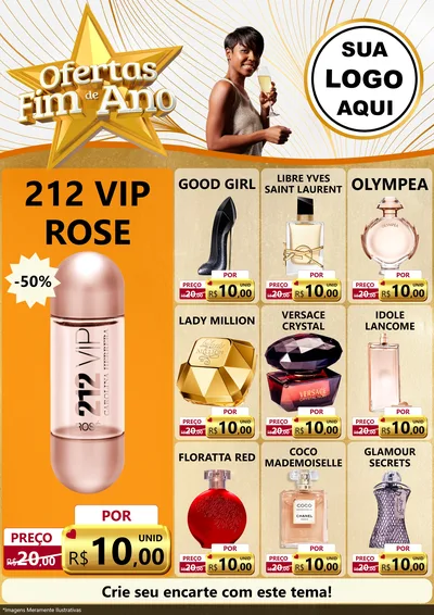 Modelo de Encarte para Encarte A4 Vertical com o tema Ofertas Fim de Ano para Perfumes
