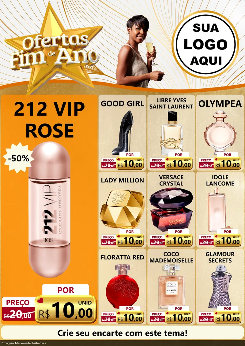 Modelo de Encarte para Encarte A4 Vertical com o tema Ofertas Fim de Ano para Perfumes