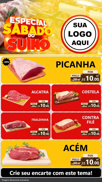 Modelo de TV para TV Vertical com o tema Especial Sábado do Suíno para Açougue