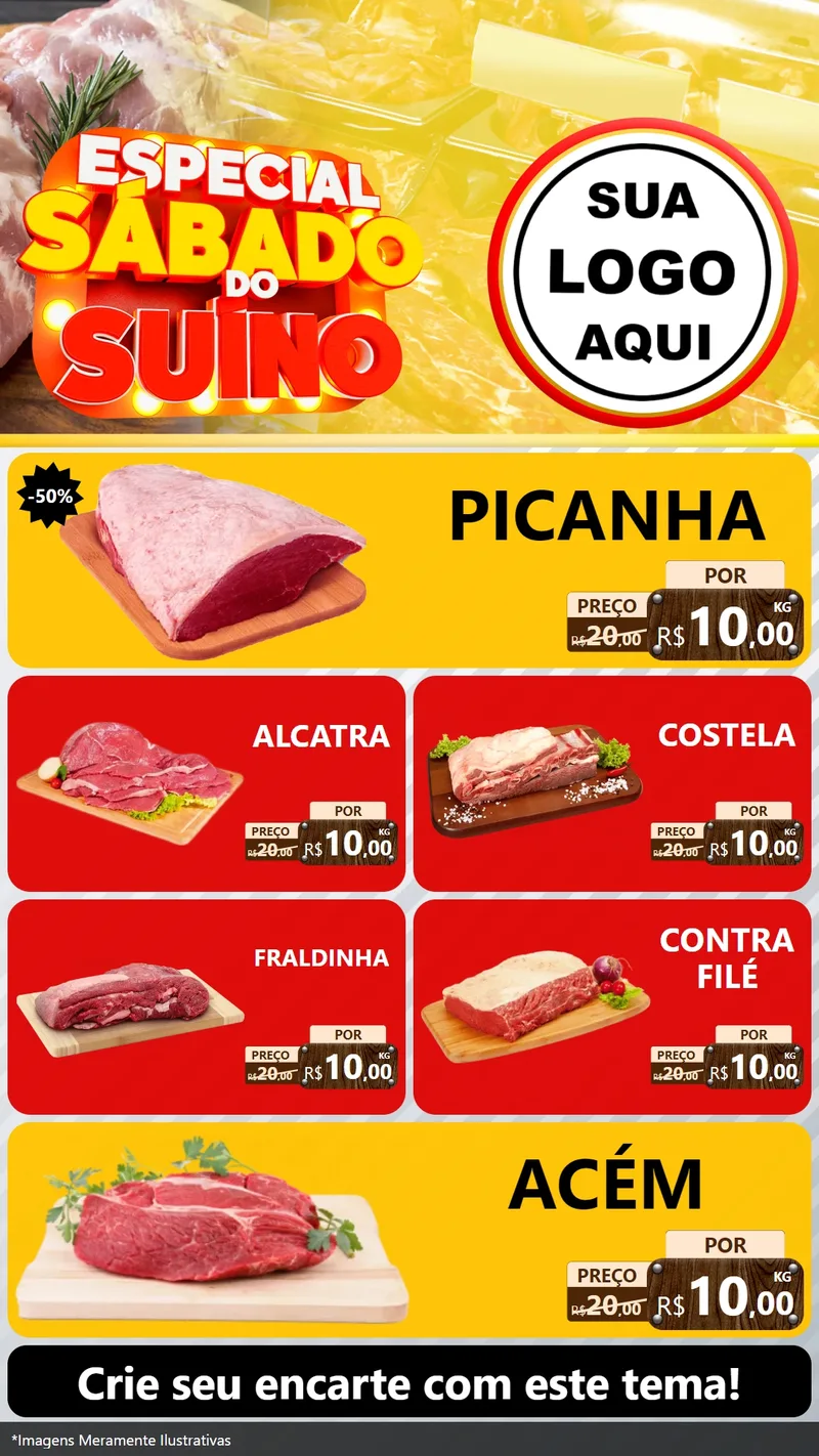 Modelo de TV para TV Vertical com o tema Especial Sábado do Suíno para Açougue
