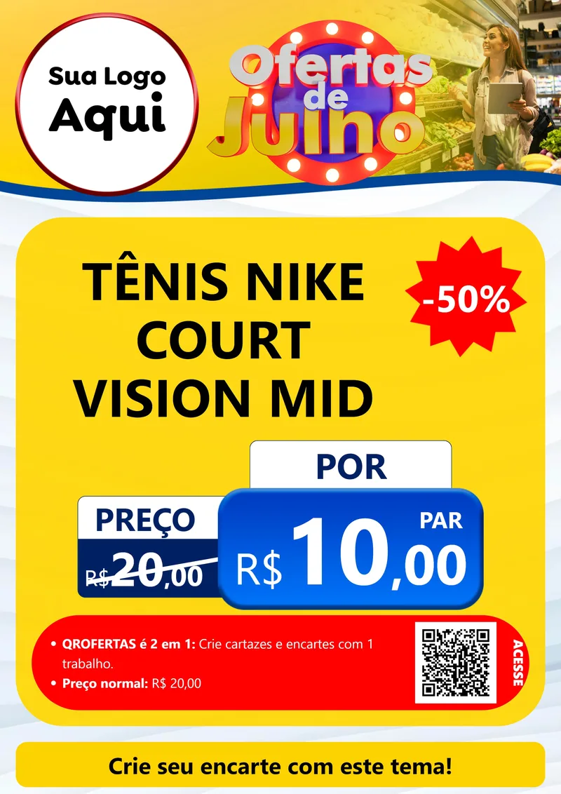 Modelo de Cartaz para Cartaz A4 Vertical com o tema Ofertas de Julho para Calçados