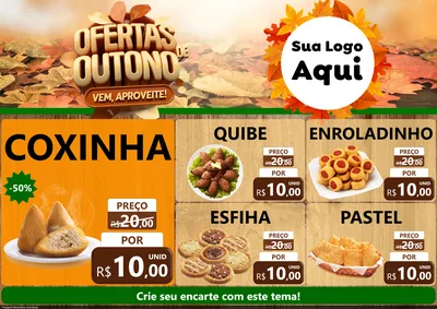 Modelo de Encarte para Encarte A4 Horizontal com o tema Ofertas de Outono - Vem, Aproveite! para Salgadaria