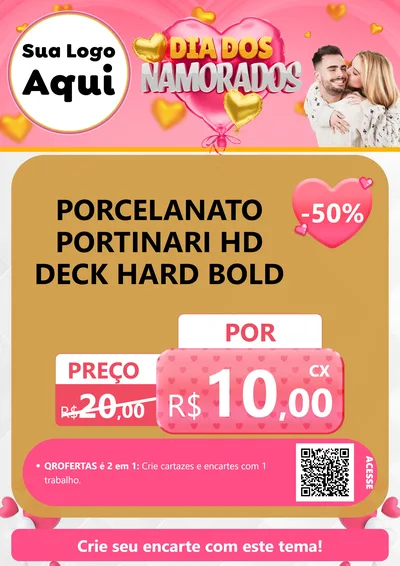 Modelo de Cartaz para Cartaz A4 Vertical com o tema Dia dos Namorados para Pisos e revestimentos
