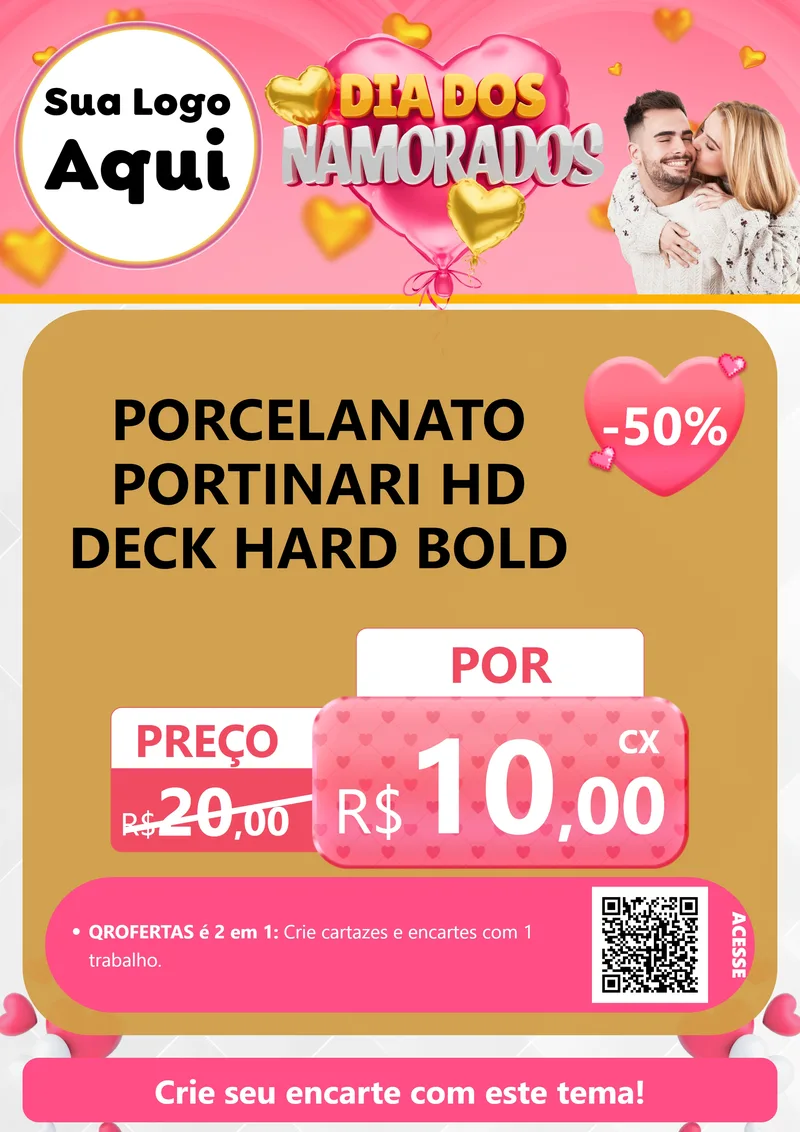 Modelo de Cartaz para Cartaz A4 Vertical com o tema Dia dos Namorados para Pisos e revestimentos