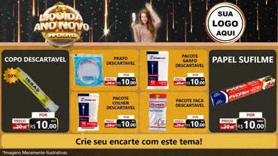 Modelo de TV para TV Horizontal com o tema Liquida Ano Novo Imperdível para Embalagens