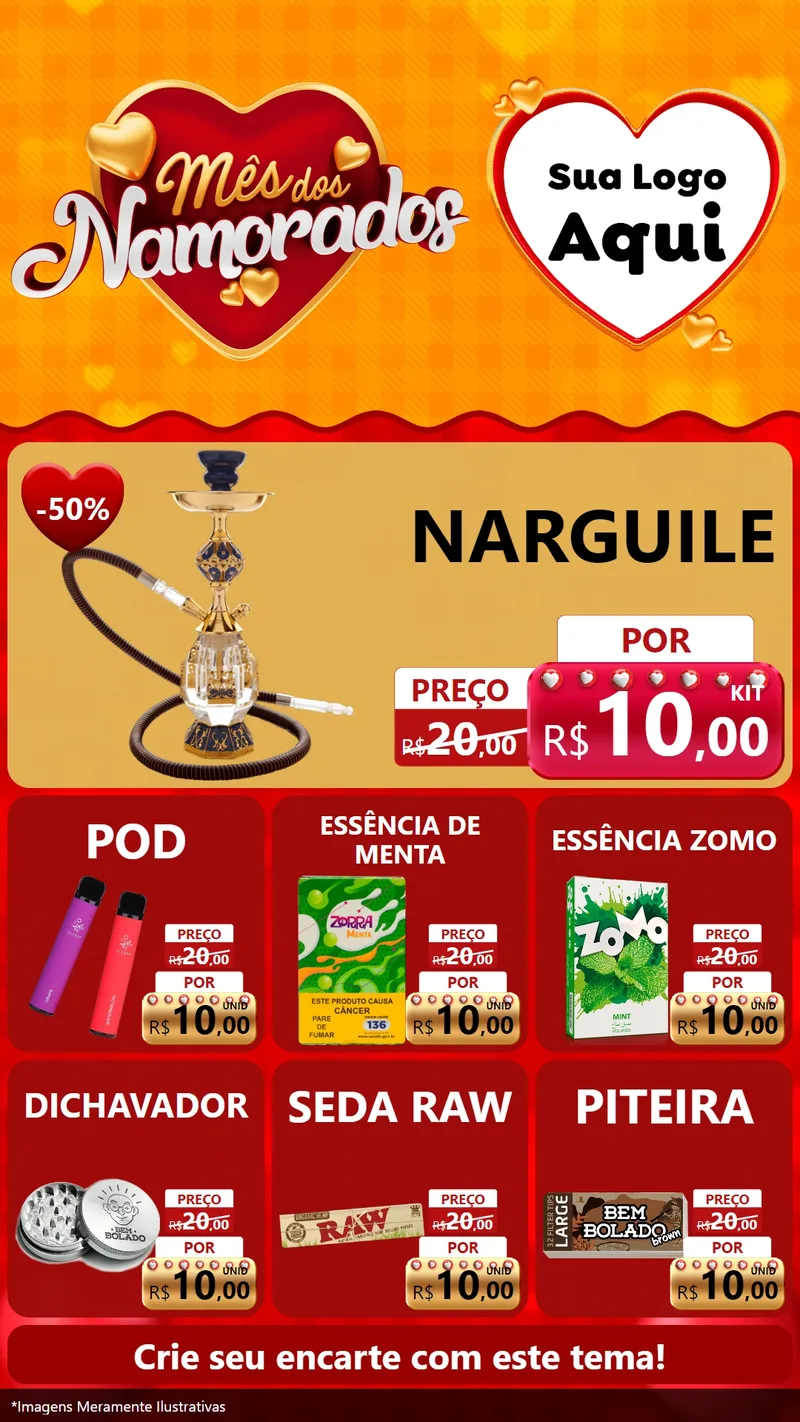 Modelo de Rede Social para Stories com o tema Mês dos Namorados para Tabacaria