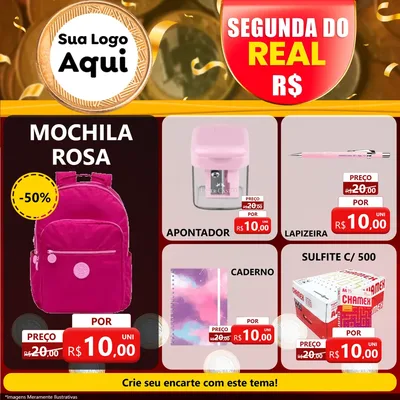 Modelo de Rede Social para Feed Facebook com o tema Segunda do Real para Papelaria