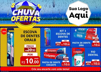 Modelo de Encarte para Encarte A4 Horizontal com o tema Chuva de Ofertas para Higiene Pessoal