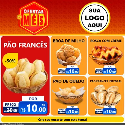 Modelo de Rede Social para Feed Facebook com o tema Ofertas do Mês para Padaria