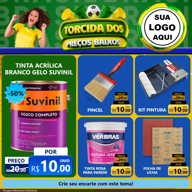 Modelo de Rede Social para Feed Facebook com o tema Torcida dos Preços Baixos para Tintas e Ferramentas