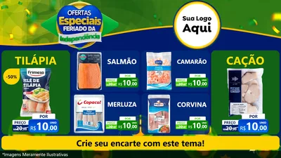 Modelo de TV para TV Horizontal com o tema Ofertas Especiais Feriado da Independência para Peixaria