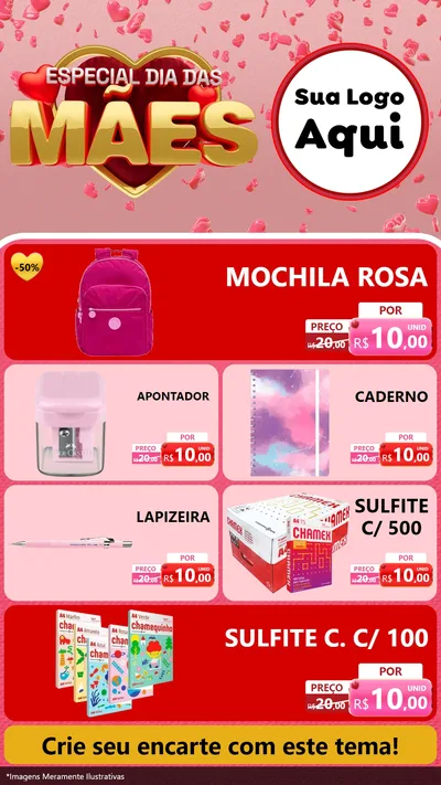 Modelo de TV para TV Vertical com o tema Especial Dia Das Mães para Papelaria