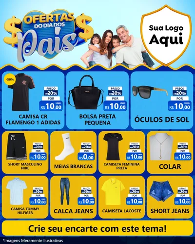 Modelo de Rede Social para Feed Instagram com o tema Ofertas do Dia dos Pais para Roupas e acessórios
