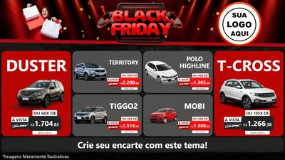 Modelo de TV para TV Horizontal com o tema Black Friday para Concessionaria de Carros
