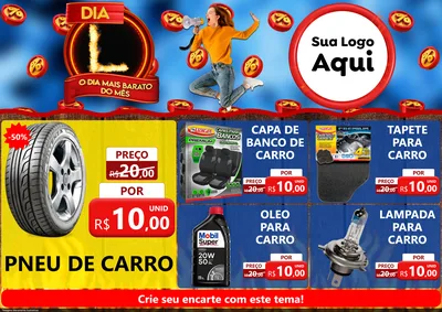 Modelo de Encarte para Encarte A4 Horizontal com o tema Dia L - O Dia Mais Barato Do Mês para Auto peças