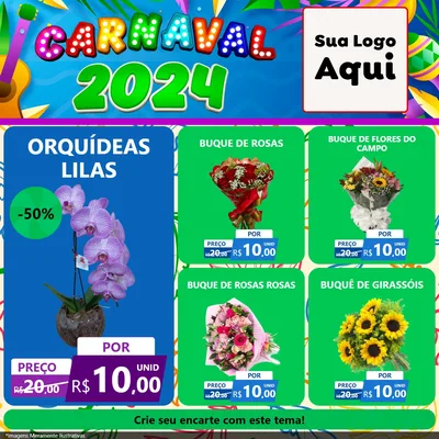Modelo de Rede Social para Feed Facebook com o tema Carnaval 2027 para Floricultura e jardim