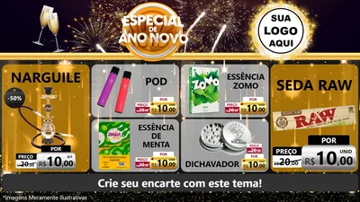 Modelo de TV para TV Horizontal com o tema Especial de Ano Novo para Tabacaria