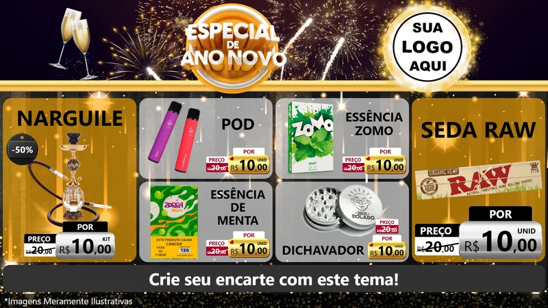 Modelo de TV para TV Horizontal com o tema Especial de Ano Novo para Tabacaria
