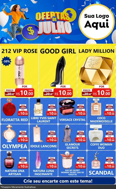 Modelo de Encarte para Encarte Grande com o tema Ofertas de Julho para Perfumes