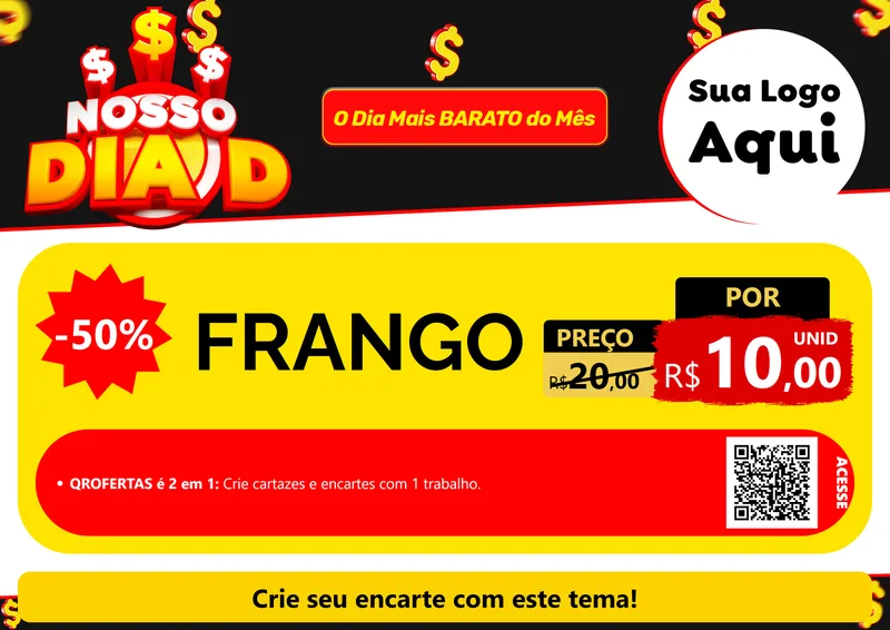 Modelo de Cartaz para Cartaz A4 Horizontal com o tema Nosso Dia D para Assados