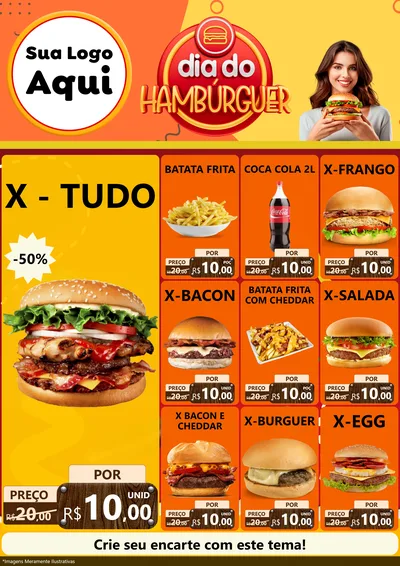 Modelo de Encarte para Encarte A4 Vertical com o tema Dia Do Hambúrguer para Hamburgueria