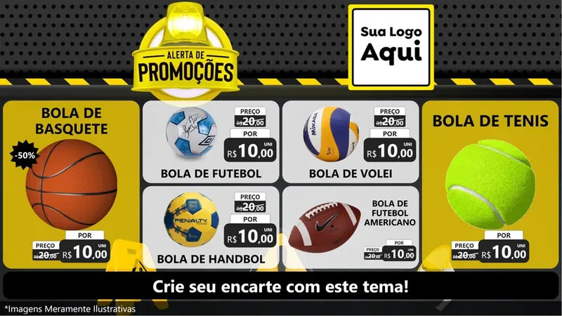 Modelo de TV para TV Horizontal com o tema Alerta de Promoções para Artigos Esportivos