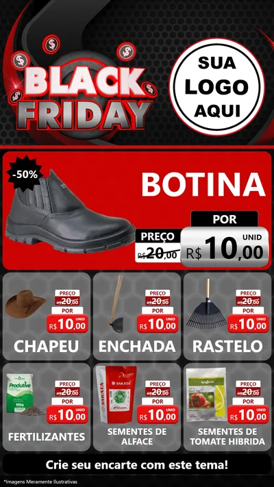 Modelo de Rede Social para Stories com o tema Black Friday para Agropecuária