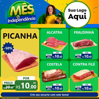 Modelo de Rede Social para Feed Facebook com o tema Mês da Independência para Açougue