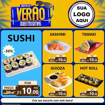 Modelo de Rede Social para Feed Facebook com o tema Ofertas de Verão Quentíssimas para Comida japonesa