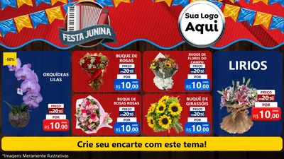 Modelo de TV para TV Horizontal com o tema Festa Junina para Floricultura e jardim